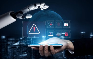 Yapay zeka, verileri koruyarak, tehditleri tespit ederek ve gerçek zamanlı olarak güvenlik risklerini önleyerek siber güvenlik tehdidini ve ihlalini tanımlar.