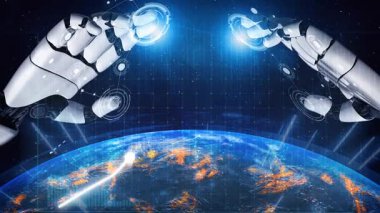 This striking image depicts robotic hands interacting with financial data and graphs, symbolizing the fusion of technology and finance in a digital world. Copula