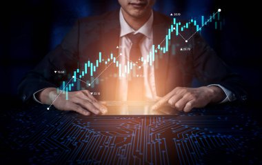 Şamdan grafiği ve fiyat hareketi eğilimi çizgisi ile borsa analizi, küresel mali eğilimlerin, hisse senedi ticaretinin ve yatırım stratejisinin içgörülerinin vurgulanması