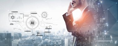 Yapay zekanın sistemlere nasıl güç verdiğini gösteren yapay zeka arayüzü. Yapay zeka verileri dönüştürür, otomasyonu sağlar ve yapay zeka yenilikleri harekete geçirir. Kefil