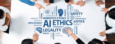 This image captures a collaborative discussion on AI ethics, highlighting key themes such as governance, safety, justice, and transparency in technology. Amity