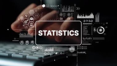 Klavyeye İstatistik Verilerini ve Analitik Sezgilerini Temsil Eden Grafiklerle Yazan Eller. Asemptotik akıllı veri analitiği.