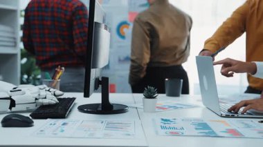 AI-powered assistant helping business teams analyze market trends, optimize decision-making, and refine corporate strategies in a high-tech office setting. Noogenesis AI