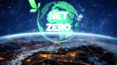 Çevresel denge, dijital sürdürülebilirlik ikonları, yeşil enerji hedefleri ve gelecek için eko-bilinçli dijital iş dönüşümü ile ağ sıfır ve sürdürülebilirlik kavramları. Muxer