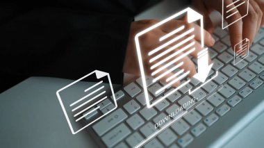 Visual representation of digital document downloading, showing file transfer, data access, and progress status for secure and efficient information retrieval Marrow