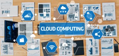 Explore the modern landscape of cloud computing with a focus on data privacy and backup strategies. This vibrant layout highlights technology trends and business strategies. Amity