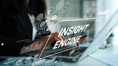 Dijital Arayüz 'de İç Görüş Motoru ve Veri Görselleştirmesi ile Yenilikçi İş Zekası Kavramı. Asemptotik akıllı veri analitiği.