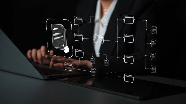 Digital file structure showing folder organization, file hierarchy, and document arrangement. File structure supports management, improves access, and file structure enhances clarity. Marrow