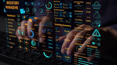 Envanter yönetimi torpido gözünde tedarik zinciri performansı, hisse değerleri, sipariş döngüsü zamanları, maliyet düşüşü ve tedarik ROI görülüyor. Envanter takibi ve depo verimliliği. Thunk