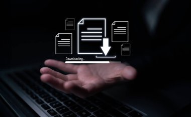 Güvenli ve verimli bilgi edinme Latch için dijital belgenin indirilmesi, dosya transferinin, veri erişiminin ve ilerleme durumunun görsel temsili