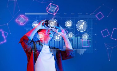 Explore the intersection of innovation and marketing. This image showcases a virtual reality experience designed for data-driven decision-making in business strategies. XDMCP