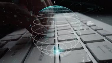 This image depicts a digital globe with network connections, representing the intersection of technology and communication against a keyboard backdrop. Xenic