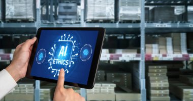 Yapay zeka etik standart hukuk ve bilgisayar ekranındaki kurallar yapay zeka etik şeffaflığının teknoloji suçunu önlediğine dair rapor sunuyor. canlı