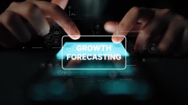 Innovative Growth Forecasting Concept with Data Analysis Charts and Digital Technology Background. Asymptotic smart data analytic.