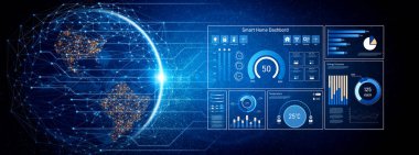 Akıllı ev paneli IOT sistemini yönetir. Akıllı ev paneli sıcaklığı kontrol eder, gösterge paneli enerjiyi izler, akıllı ev tutuş cihazları ve akıllı ev gösterge paneli veriyi izler. Kefil