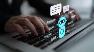 Birden fazla dille küresel iletişim, dijital çeviri araçları, çok dilli teknoloji, kültürler arası iletişim ve sanal dil öğrenme ortamları. Eğri