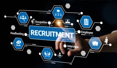 Explore the digital recruitment landscape showcasing various icons related to job search, employee selection, and interview processes, highlighting modern hiring strategies. Tessel