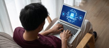 Yapay zeka etik standart hukuk ve bilgisayar ekranındaki kurallar yapay zeka etik şeffaflığının teknoloji suçunu önlediğine dair rapor sunuyor. canlı