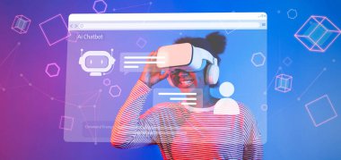 Dive into the world of virtual reality and artificial intelligence, showcasing a user immersed in an AI chatbot experience designed for seamless interaction and automation. XDMCP