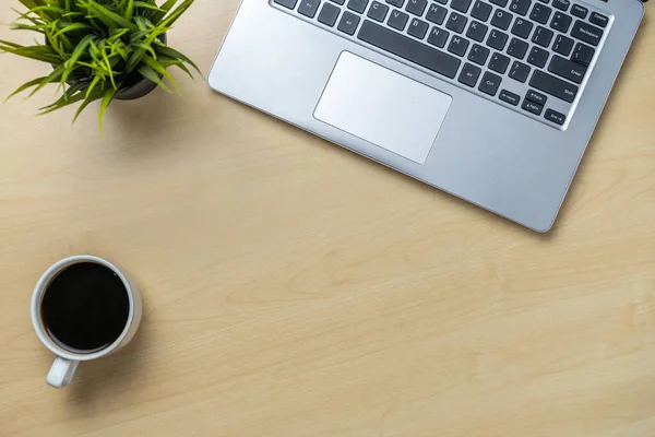 Office Desk Workspace And Table Background From Top View Above Flat Lay Objects Modern Minimal Design Desktop For Creative Working Minimalism Concept Tableware Mobile Stock Photo